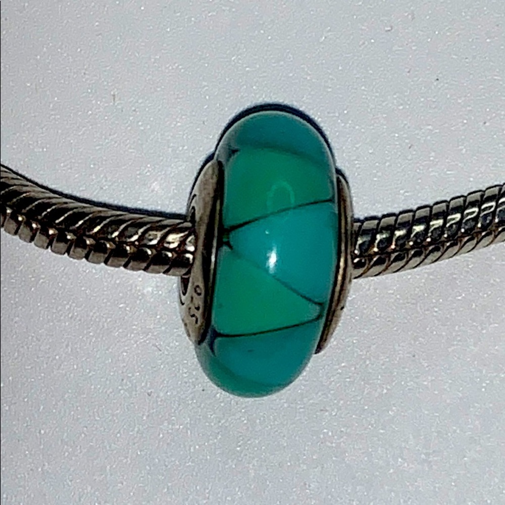 Pandora Teal Triangle Glass Charm